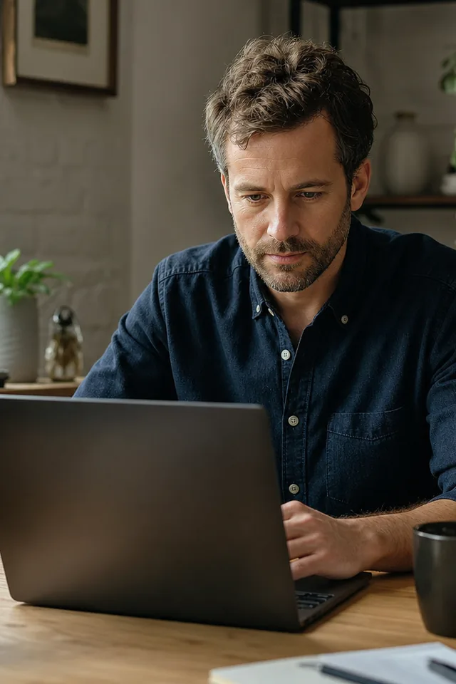 Website publisher reviewing site traffic on a laptop